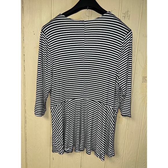Stripe Wrap TOP Lane Bryant 2X Super Soft Knit Blouse Black White 22W 24W NEW - Picture 6 of 8